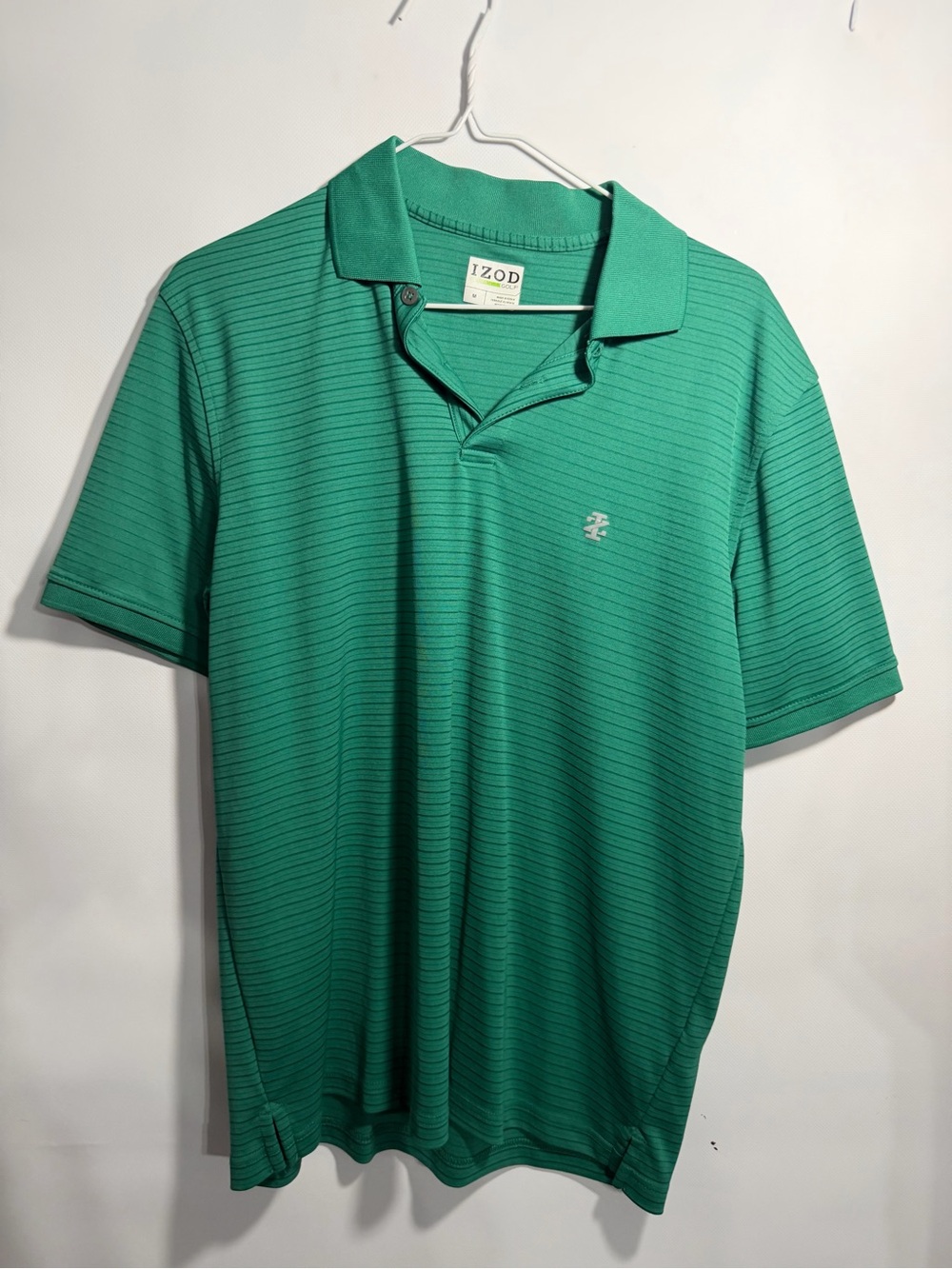 Izod Men’s Teal Green Thin-Striped Polo